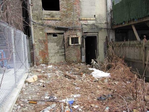 Back yard at a Harlem townhouse shell