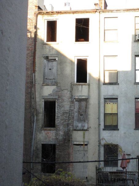 Before shot of the rear of our Harlem townhouse shell