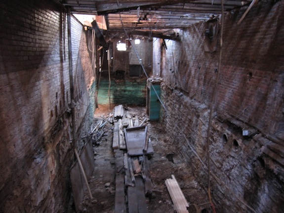 Townhouse shell with joists out between two floors