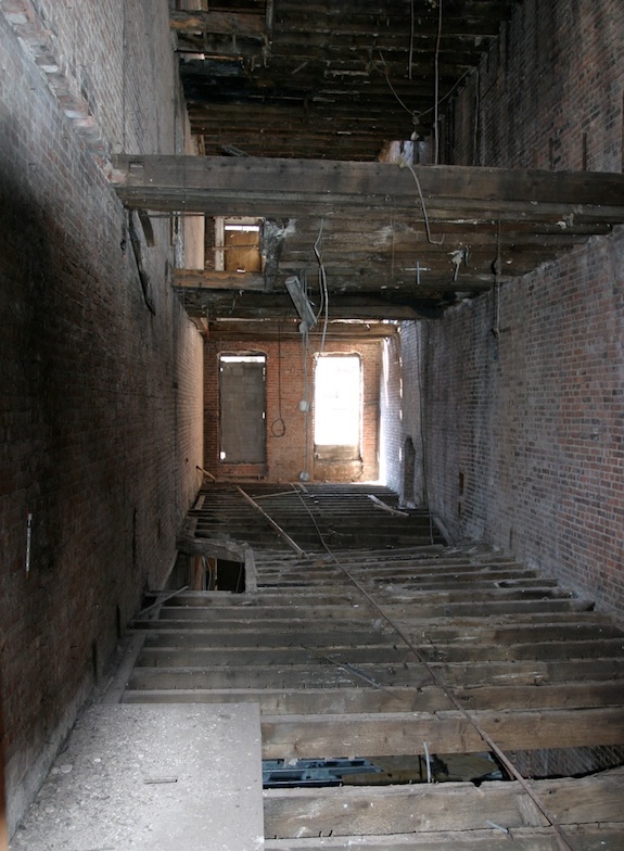 The parlor floor of a Harlem brownstone shell - before renovation