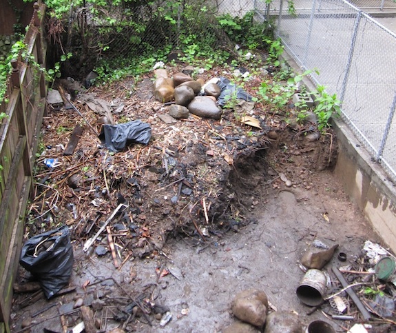 Taking debris out of townhouse garden