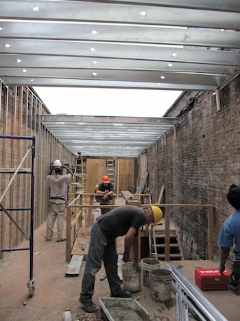 New rafters going in a Harlem townhouse shell