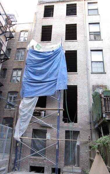 Repointed rear brick wall on Harlem townhouse