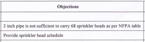 DOB Sprinkler Objections