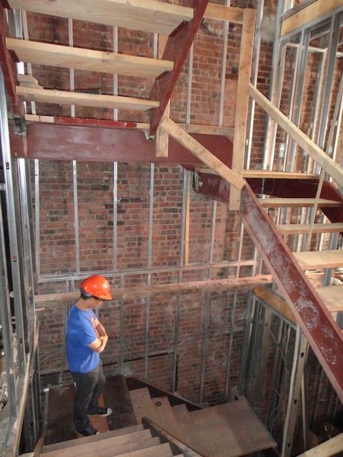 Steel stairs going from 2nd to 3rd floor in Harlem townhouse