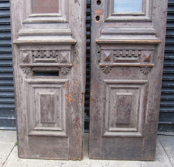 The bottom (exterior) of the old door we bought for our brownstone