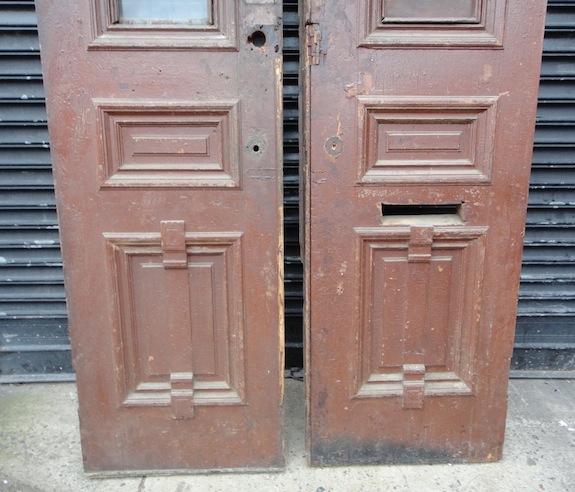 Bottom detail of the inside of an old door from a Harlem brownstone