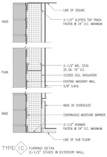 insulated brick wall detail drawing