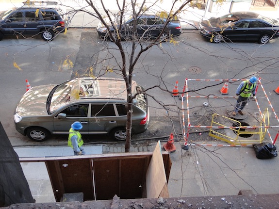 ConEd workers installing electrical service