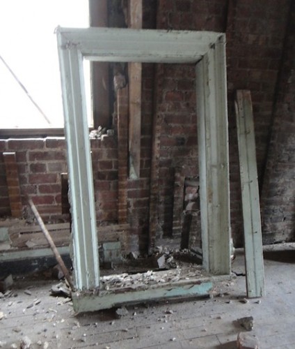 old green window frame