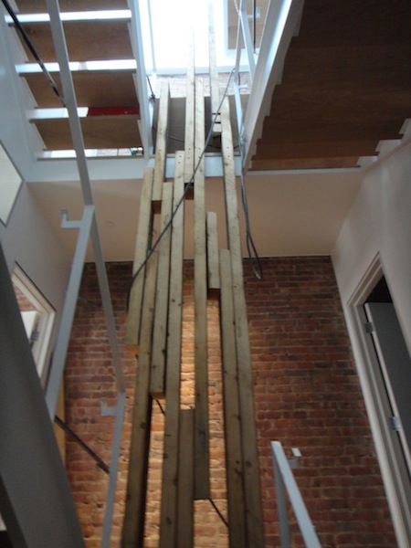 stairwell screen out of reclaimed lumber