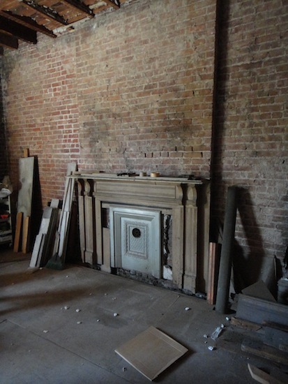 fireplace in Harlem townhouse shell